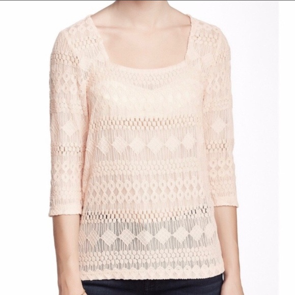 Lucky Lace and Mesh Cream Colored Top - Picture 2 of 6